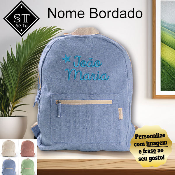 100% Cotton Embroidered Backpack Name